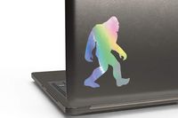 Bigfoot Sasquatch Cute Mini Graphic Decal [ Vinyl Accent Sticker for laptops Cars Trucks SUV - Silver Holographic Oil Slick - 3"x2"]