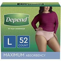 Depend FIT-FLEX Incontinence Underwear for Women, Disposable, Maximum Absorbency, L, Blush, 52 Count (2 Packs of 26)  (Packaging May Vary)