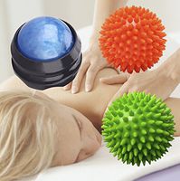 Set of 3-2 Spiky + 1 Roller Massage Ball - Plantar Fasciitis Broken Ankle Foot Break up Scar Tissue Tight Sore Muscle Knot Neck Shoulder Back All Body Relieve