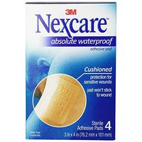 Nexcare Absolute Waterproof Adhesive Gauze Pad 3 Inches x 4 Inches, 4 ea (Pack of 8)
