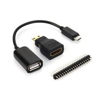 Clearance ! ღ Ninasill ღ Exclusive Raspberry Pi Zero Mini-HDMI Male To HDMI Female + Micro USB To USB + Male GPIO (Black)