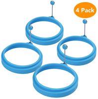 Silicone Egg Ring, 100% Food Grade Egg Cooking Rings, Egg Rings Non Stick, Egg Cooking Rings, Perfect Fried Egg Mold or Pancake Rings (New, 4pcs, Blue)