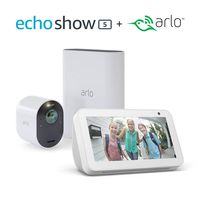 Arlo Ultra - 4K UHD Wire-Free Security 1 Camera System | Indoor/Outdoor Security Cameras with Echo Show 5 (Sandstone)