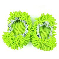 Microfiber Washable Mop Slippers Shoes For Women Floor Dust Dirt Hair Cleaner (Color : Green)