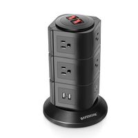 [Updated Version] Safemore AWG14 Extension Cord More Safer Double Pole Switch Surge Protector Power Strip Smart Plug 10 Outlet with 4 USB Outlet Trave Charger for Home & Office (Black)