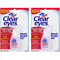 Clear Eyes, Handy Pocket Pal Redness Relief Eye Drops, 0.2 FL OZ (Pack of 2)