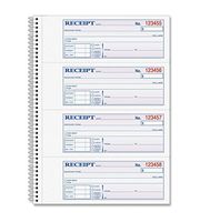 Adams Money and Rent Receipt Book, 2-Part Carbonless, 7-5/8" x 11", Spiral Bound, 200 Sets per Book, 4 Receipts per Page (SC1182)