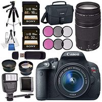 Canon EOS Rebel T5i DSLR Camera with 18-55mm Lens + Canon EF 75-300mm Lens + 58mm Wide Angle Lens + 58mm 2x Lens + Canon 100ES EOS Shoulder Bag Bundle