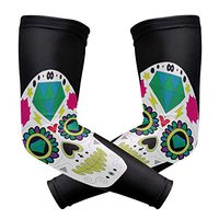 LEVEIS Day of The Dead Sugar Skull Arm Sleeves UV Protection for Men Women Sunblock Protective Gloves Running Golf Cycling Driving Long Arm Cover 1 Pair