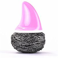Zebratown 1pcs Shark with Handle Stainless Steel Sponges Scrubbers, Multi Purpose Scrubbing Scourer Pads (Pink)