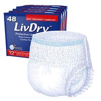 LivDry Adult XXL Incontinence Underwear, Extra Comfort Absorbency, Leak Protection, XX-Large, 48-Pack
