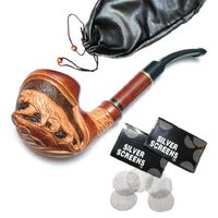 "Tiger" pear wood handmade wooden tobacco pipes smoking pipe for 9 mm filter + Pouch