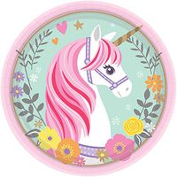 Amscan 541929 Magical Unicorn Round Plates Party Supplies, 7", Multicolor