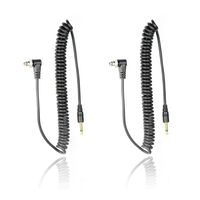 Foto&Tech 2 PCS 3.5 mm to Male Flash PC Sync Cable 14-Inch Coiled Cord with Screw Lock Suitable for Nikon, Canon, and Most DSLR Cameras Pocketwizard Miniphone PC1 with Foto&Tech Velvet Bag