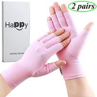 2 Pairs Compression Arthritis Gloves, Fingerless Gloves for Women Rheumatoid & Osteoarthritis - Joint Pain and Carpel Tunnel Relief Hand Gloves for Men (Pink, Small-2 Pairs)