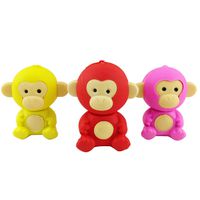 Yonger Pencil Eraser Creative Monkey Soft Eraser School Stationery 3 Pcs