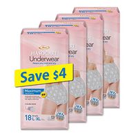 HASOCARE Breathable Incontinence Underwear for Women, Maximum Absorbency, Large/X-Large, 72 Count (4packs x 18pcs)