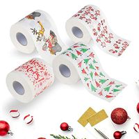 Christmas Themed Roll Paper Set of 4, Toilet Paper for Christmas Bathroom Decor With Christmas Pattern Printing, Soft Christmas Tissue Paper, Christmas Roll Toilet Paper, Tissue Paper for Home (4 pcs)