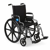 Medline Lightweight and User-Friendly Wheelchair with Flip-Back Desk Arms and Swing-Away Leg Rests for Easy Transfers, Gray, 16” x 16" Seat