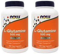 Now L-Glutamine 500 mg, 300 Vegan Capsules (Pack of 2) - Non-GMO, Vegan, Kosher