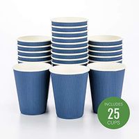 12 oz Midnight Blue Paper Coffee Cup - Ripple Wall - 3 1/2" x 3 1/2" x 4 1/4" - 25 count box - Restaurantware