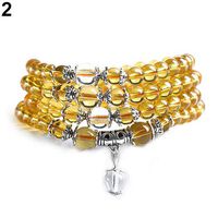 litymitzromq Bracelet 6mm Crystal Stone Buddhist Amethyst 108 Prayer Beads Mala Bracelet Necklace Handmade Wristband Braided Rope Cuff Bangle_ Yellow