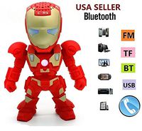 New Iron Man Wireless Bluetooth Speaker C-89 Mini Portable Children Style LED Light Speakers Stereo Music Player Support FM TF for Smartphones Tablets PC All Blutooth Devices(RED