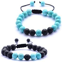 GIONO 2PCS Lava Stone Aromatherapy Essential Oils Bracelet Howlite Diffuser Turquoise Beads Distance Bracelets