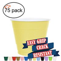 TigerChef 9 Ounce Yellow 75 Pack Easy Grip Plastic Party Cups Solid Color Disposable 9 Oz Plastic Cups BPA Free