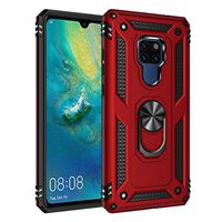Compatible with Huawei Mate 20 Phone case with Kick Stand Slot with Magnetic car Place and Ring: Full Body Protection Armor Dual Shock Proven Protection Cover (red)