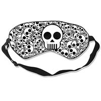 Kwhy Sleep Mask Black and White Skulls Printed Sleep Eye Masks Blackout Adjustable Head Strap Night Blindfold for Women Men Night Sleeping, Travel, Nap
