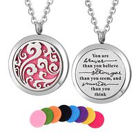 Kissreason Stainless Steel You are Braver Than You Believe Aroma Jewelry Aromatherapy Essential Oil Diffuser Locket Pendant Necklace