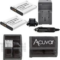 2 LI-70B Rechargeable Batteries for Olympus + Camera & Car / Home Charger for D-705, D-710, D-715, FE-4020, FE-4040, X-940, X940, VG-110, VG-120, VG-140, VG-150, VG-160, VR-120, VR-130, VR-140, VR-145 Camera & Car / Home Charger + Acuvar Battery Pouch