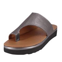 Womens Flats Wedges Sandals Open Toe Roman Slippers Sandals Comfort Casual Beach Sandals Improves Bunions (Gray, US 5)