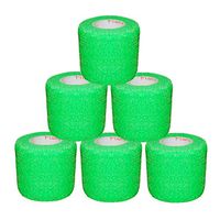 2 Inch Vet Wrap Tape Self Adhesive Medical Bandage Free Bonus Roll (Neon Green) (5 Pack Plus Free Roll) Self Adherent Cohesive First Aid Sport Flex Wrist Ankle Knee Sprains and Swelling
