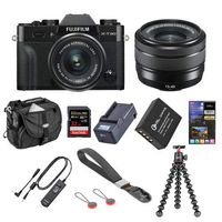 Fujifilm X-T30 Mirrorless Camera with XC 15-45mm f/3.5-5.6 OIS PZ Lens Black - Bundle with 32GB SDHC U3 Card, Joby GorillaPod 3K Kit Black, Camera Case, Fuji RR-100 Remote Release, Spare Battery, More