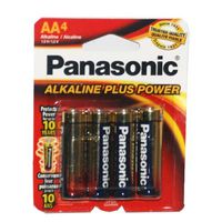 4 Pack Batteries Panasonic Alkaline AA, Case of 12