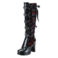 Womens Knee Length Boots,LuluZanm Sales! Ladies Leather Cosplay Cross Tied High Boots Platform Gothic Bows Shoes Red