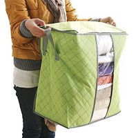 ZTY66 Bamboo Breathable Storage Bag/Organizer Box Non Woven for Clothes, Blanket, Quilt. 48 x 30 x 50CM (Green)