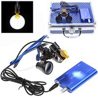 Doc.Royal 3.5X420MM Working Distance Binocular Loupes Magnifier +5W Led Headlight Lamp Clip On Type with The Filter + Aluminum Box DY-007 (Blue)