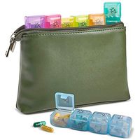Weekly Travel Pill Organizer - 7-Days Per Week, Zipper Wallet Pouch and Daily AM PM 4 Times a Day Boxes for Pills, Vitamins and Medication with Individual Pill Container Dispenser Case by MEDca