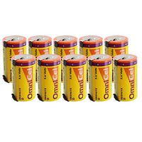 10x OmniCel ER34615 3.6 Volt 19 Ah D High Energy Lithium Battery with Tabs For Signal lamp, Computer RAM, CMOS Circuit memory, Radiocommunication, Earthquake tester, Numerical Control Tool, Taximeter