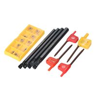 Shentesel 10Pcs CCMT060204-HM Carbide Inserts SCLCR06 Boring Bar Lathe Turning Tool Set