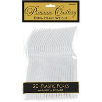Amscan Heavyweight Silver Plastic Forks, 20 Ct.