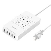 ORICO Surge Protector Power Strip with 4 Outlets and 5 USB Charging Ports, 5ft Extension Cord/1700J Ideal for Home and Office Accessories - White(ETL/FCC Listed)