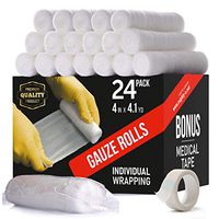 Premium Gauze Bandage Roll - 24 Pack - Gauze Roll (4 inches x 4.1 Yards) - Latex Free Rolled Gauze - Gauze Wrap + Bonus Medical Tape