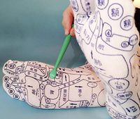 WellieSTR 1 Pair Foot Pressure Point Acupuncture Reflexology Socks Moisturizing Spa Sock with 1 Foot Acupuncture Stick (Chinese Size 35)