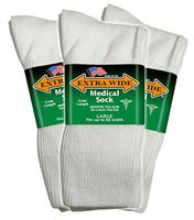 Extra-Wide Medical Crew (Mid-Calf) Socks for Men (11-16 (up to 6E wide)-White