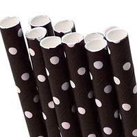 10 ct. Black Polka Dot Paper Straw | Quantity: 10 | Length - 7 3/4" | Diameter - 1/4"