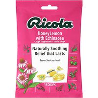 RICOLA Throat Drops, Cough Suppressant, Honey Lemon, with Echinacea, 19Count